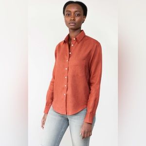 “The Femme” Proper Fit button up in sunset orange, size XS